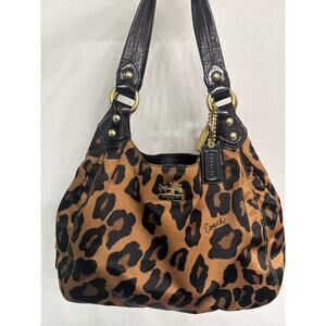 COACH Leopard/Ocelot Sateen Maggie Purse Shoulder Bag 15555